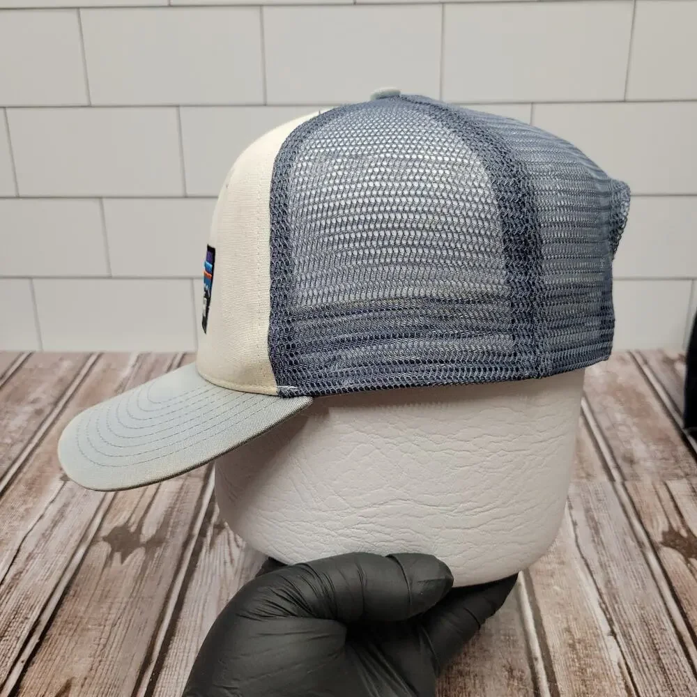 Patagonia P-6 Logo Trucker Hat Snapback White Blue Mesh Outdoor Cap